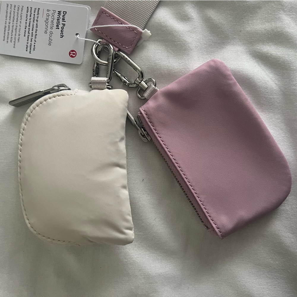 🆕 Lululemon Dual Pouch Wristlet - White Opal/Pink Peony - Picture 6 of 7